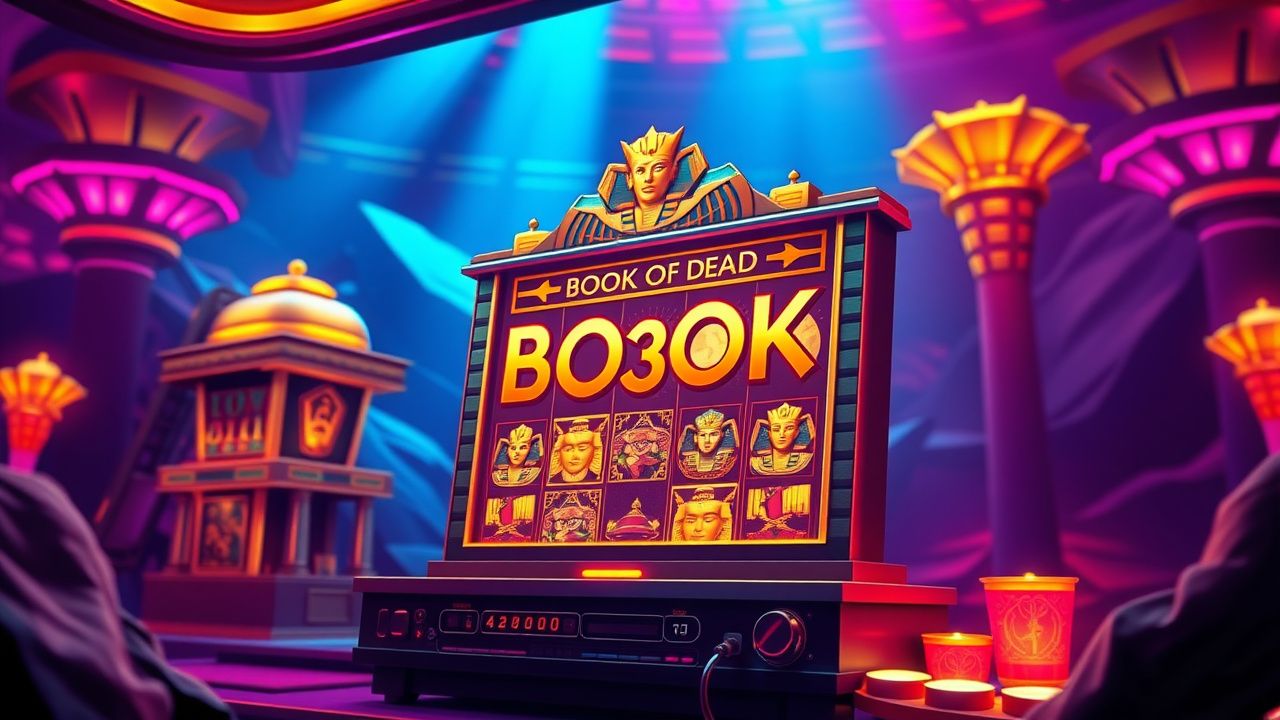 Book of Dead slot machine, crypto casino gameplay, golden Egyptian theme slots