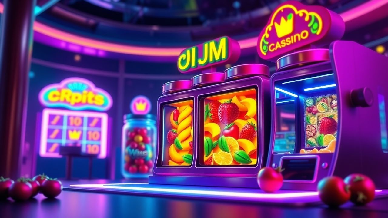 colorful fruit slot machine, neon jam jars game, crypto casino slots