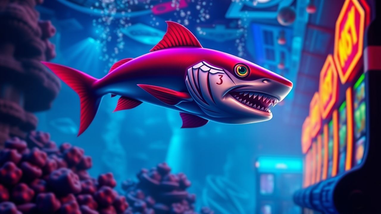 underwater slot machine neon, piranha fish casino game, crypto gambling clusters