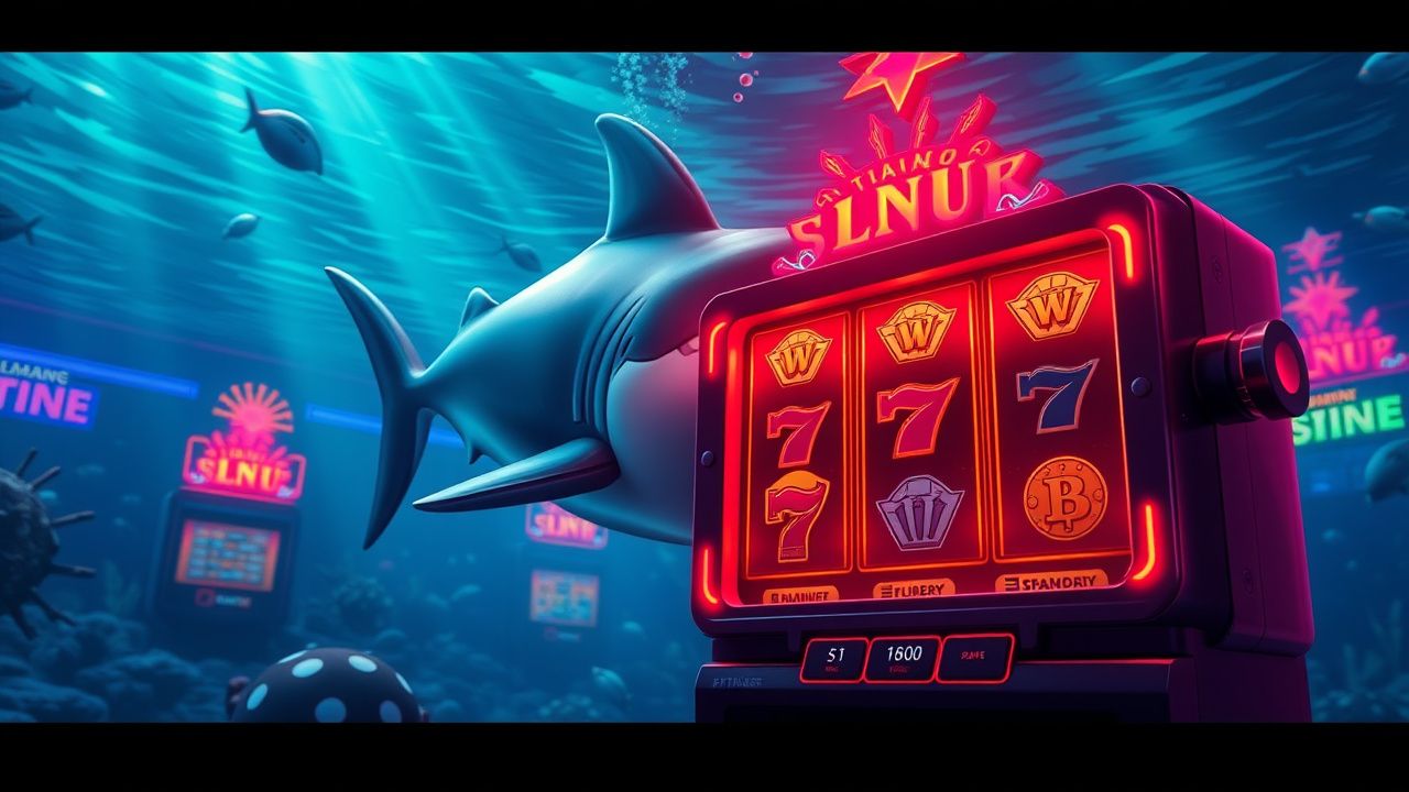 underwater shark slot machine, neon casino game, crypto gambling