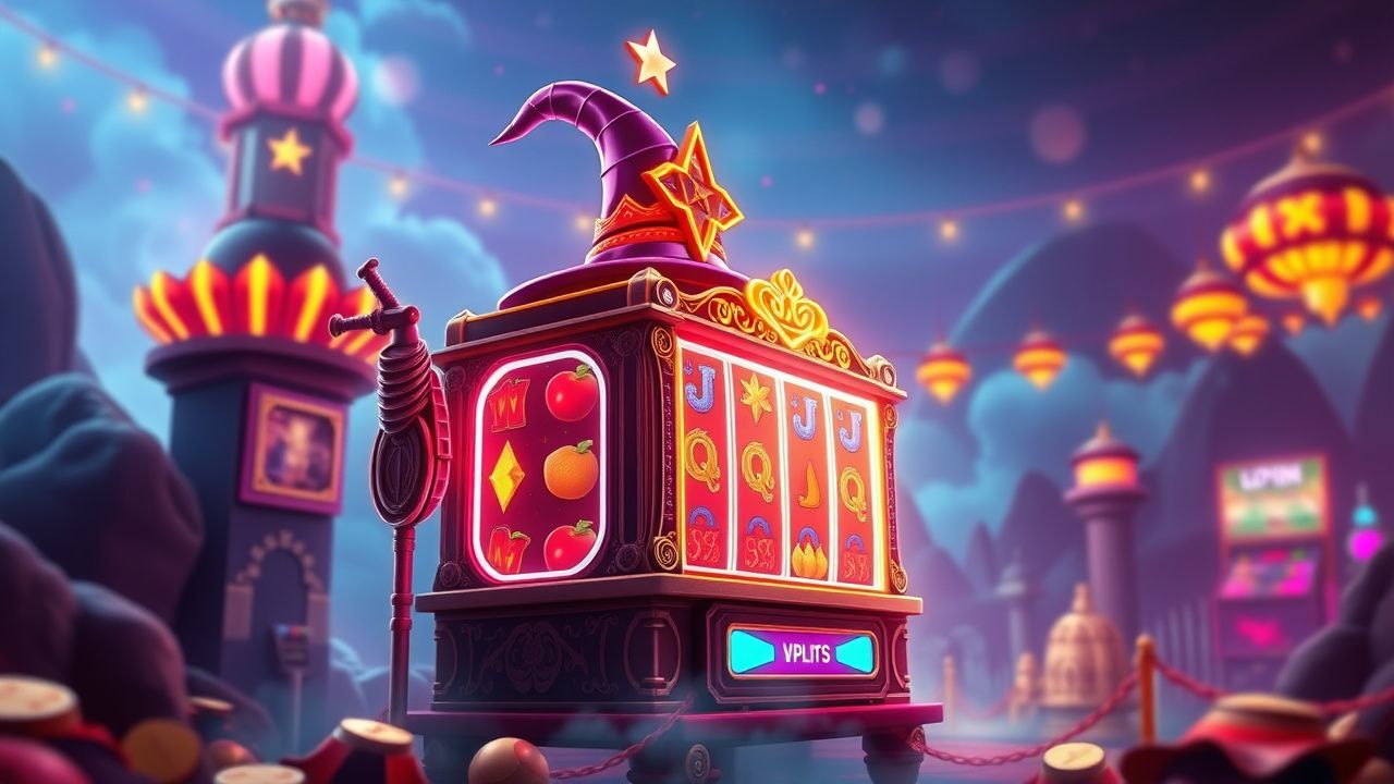 wizard magic slot machine, neon casino game, mystical gambling theme