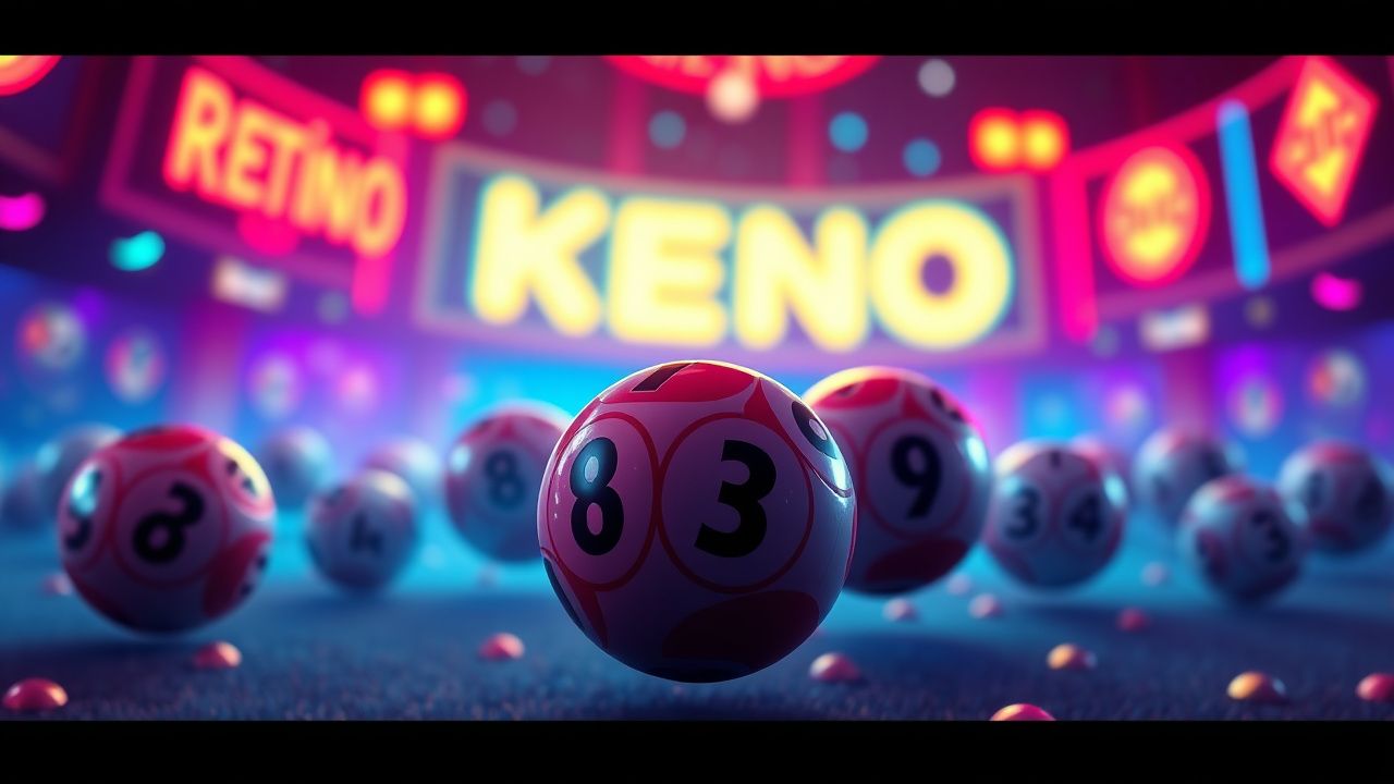keno lottery balls neon, crypto casino gaming, digital lottery numbers