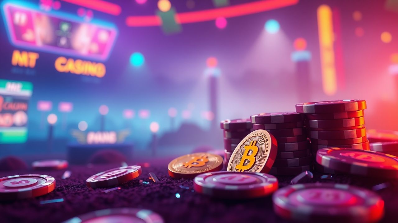 crypto casino referral rewards, bitcoin gambling bonuses, neon gaming chips